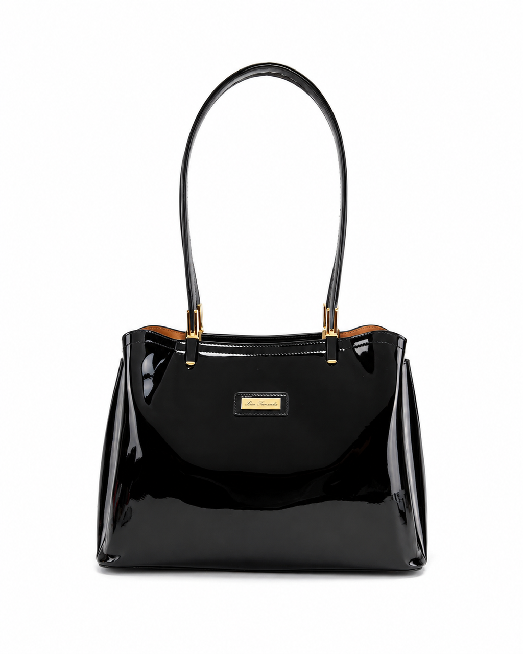 Sofia MED GRIP HANDLE Vegan LEATHER BAG - Black