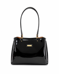 Sofia MED GRIP HANDLE Vegan LEATHER BAG - Black
