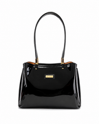 Sofia MED GRIP HANDLE Vegan LEATHER BAG - Black