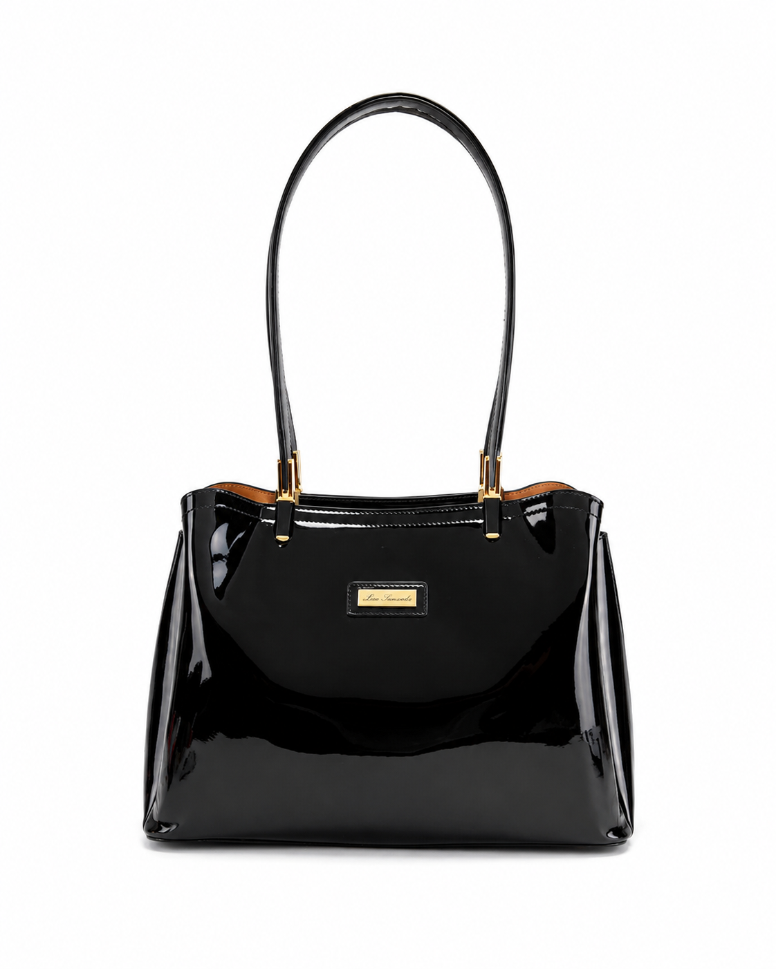 Sofia MED GRIP HANDLE Vegan LEATHER BAG - Black