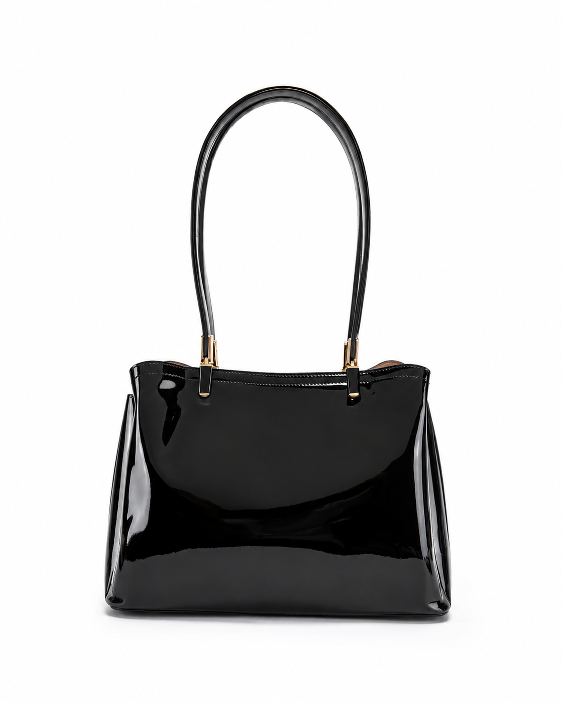 Sofia MED GRIP HANDLE Vegan LEATHER BAG - Black