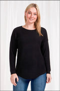 Morgan Curved Hem Pullover - black