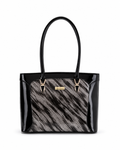 Sofia MED GRIP HANDLE Vegan LEATHER BAG - Pewter/Black
