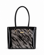 Sofia MED GRIP HANDLE Vegan LEATHER BAG - Pewter/Black