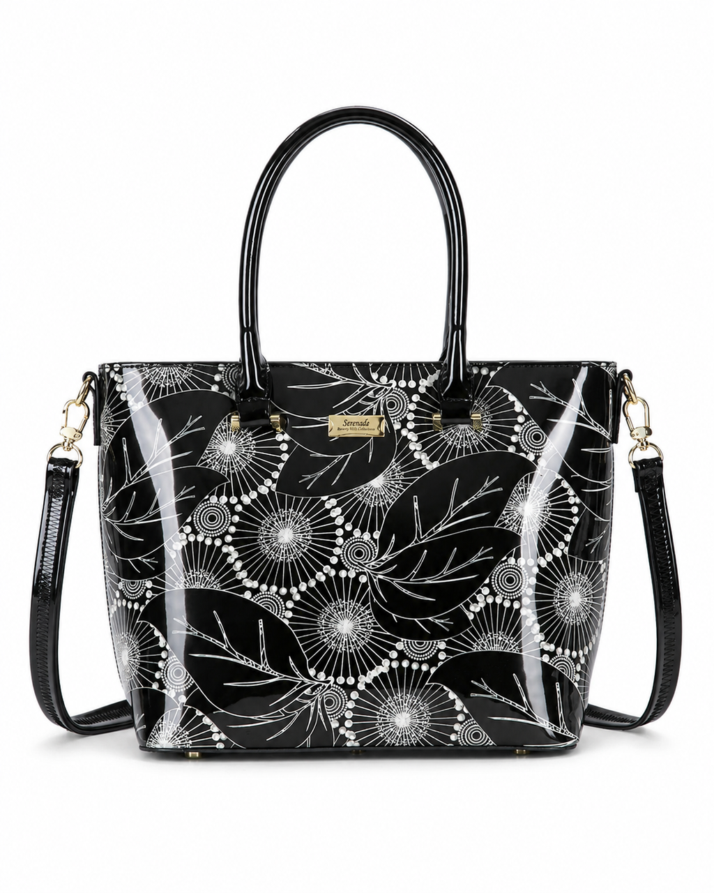 ASPEN PATENT LEATHER GRIP HANDLE BAG