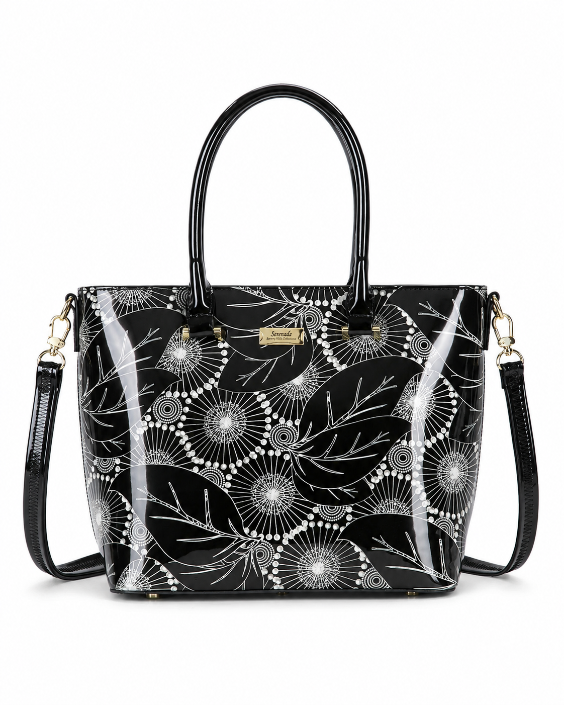 ASPEN PATENT LEATHER GRIP HANDLE BAG