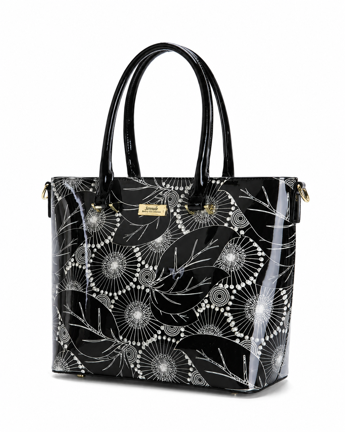 ASPEN PATENT LEATHER GRIP HANDLE BAG