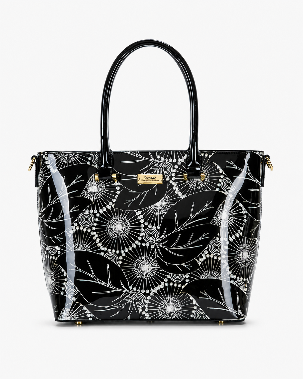 ASPEN PATENT LEATHER GRIP HANDLE BAG