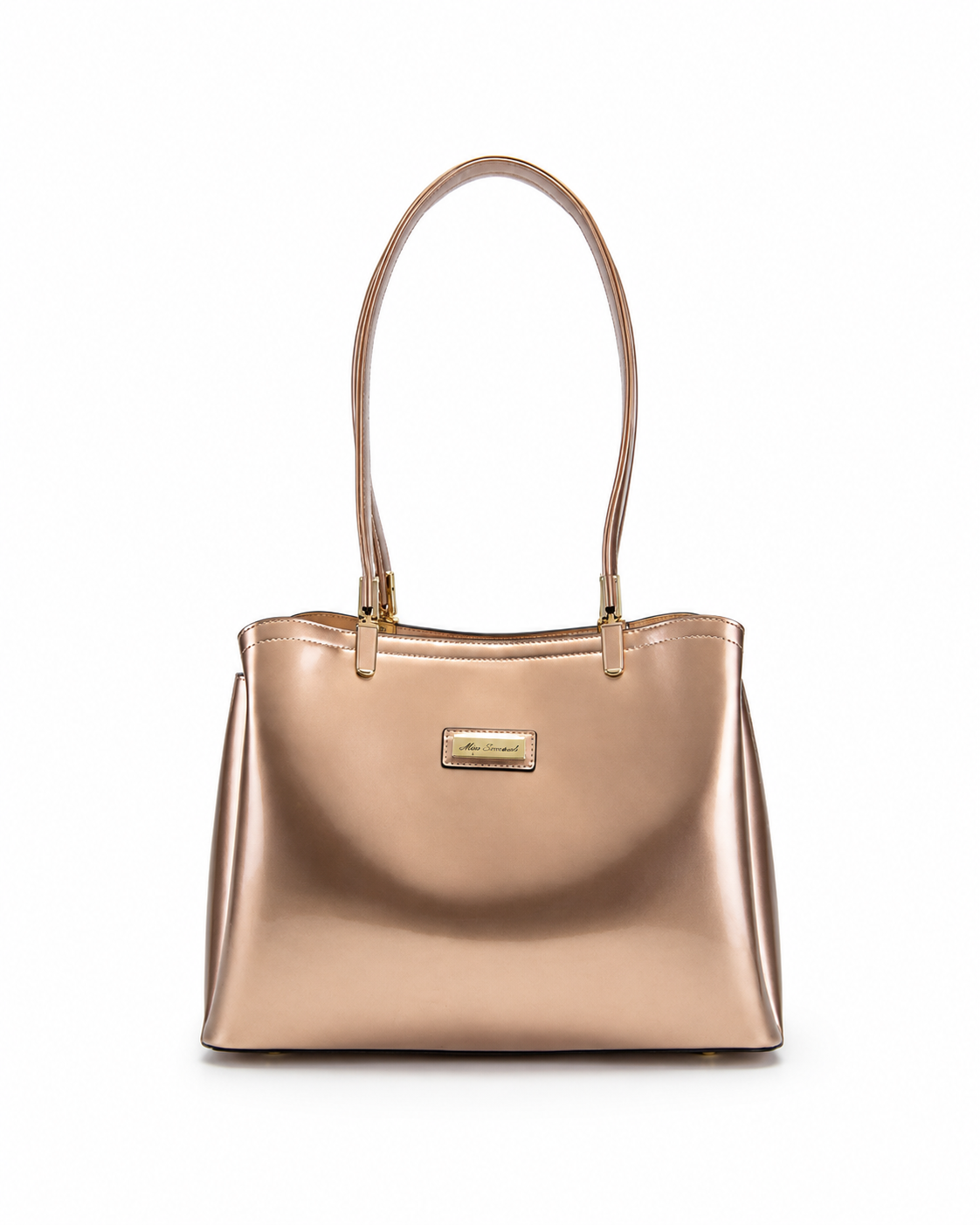 Sofia MED GRIP HANDLE Vegan LEATHER BAG - Rose Gold