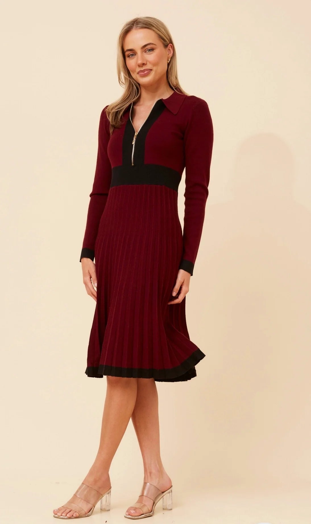 Fiona Pleated Dress - chocolate
