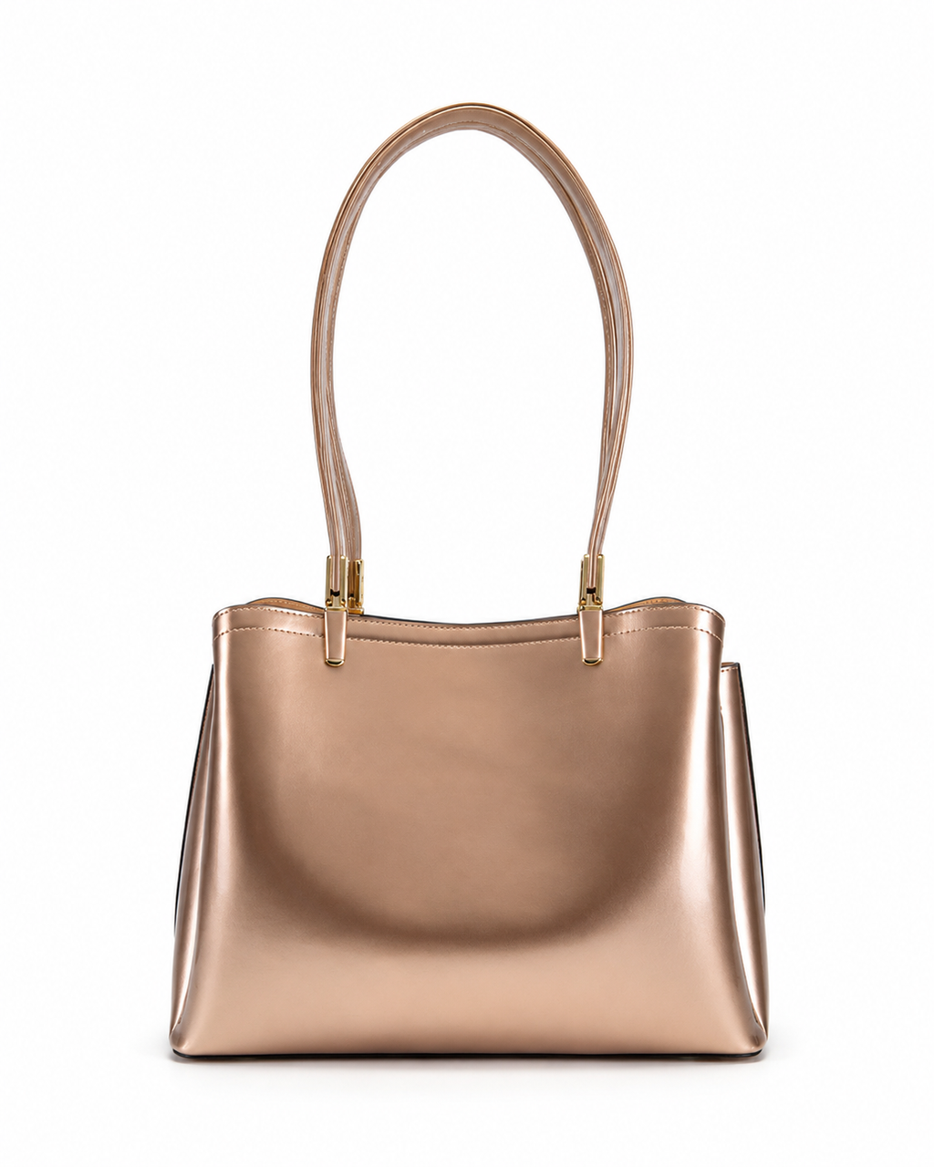 Sofia MED GRIP HANDLE Vegan LEATHER BAG - Rose Gold