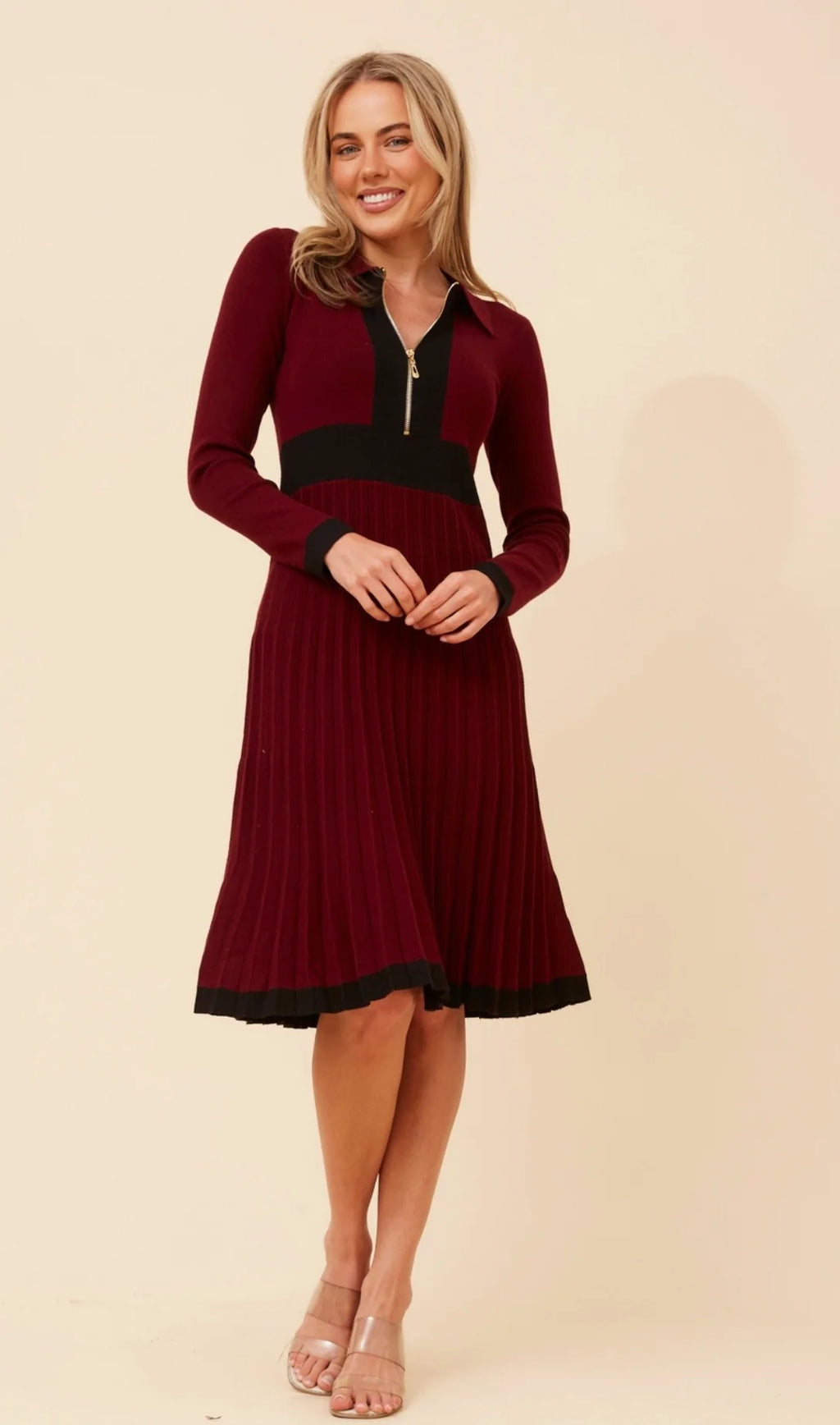 Fiona Pleated Dress - chocolate