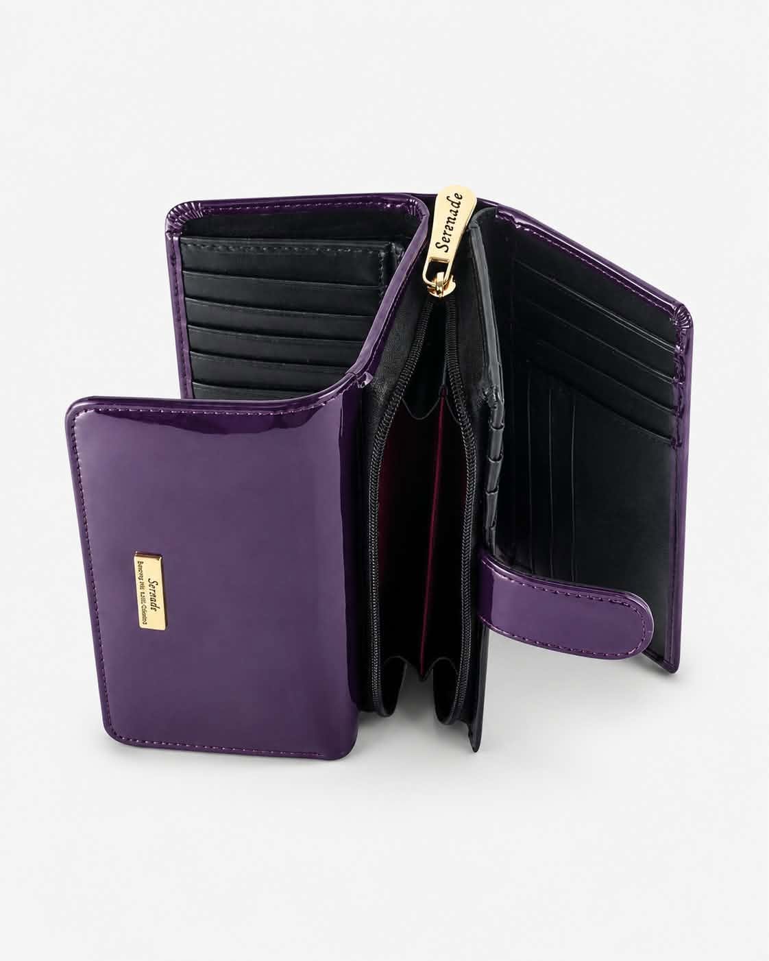 ALLURA MEDIUM PATENT LEATHER RFID WALLET - Royal Purple
