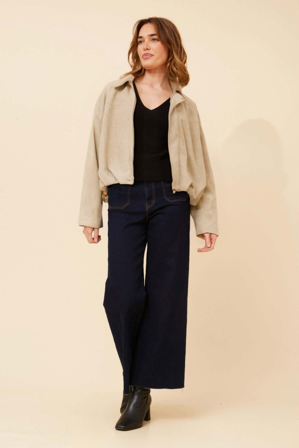 LEXLEY FAUX SUEDE JACKET - Beige