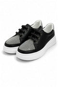 Hughes Leather Crystal Sneakers - Black