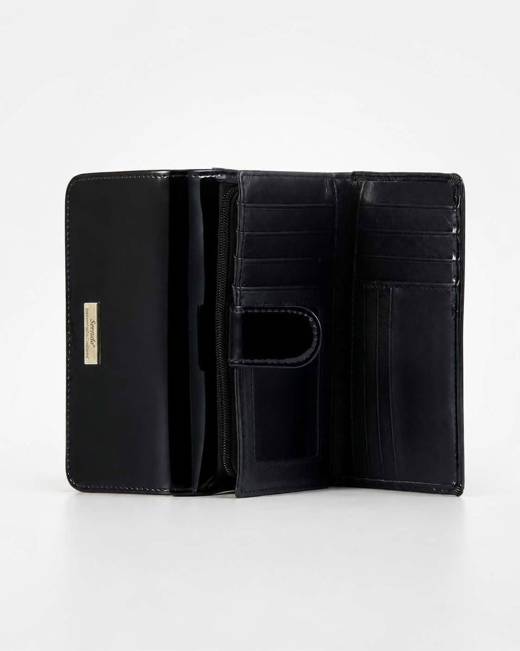 ALLURA MEDIUM PATENT LEATHER RFID WALLET - Black