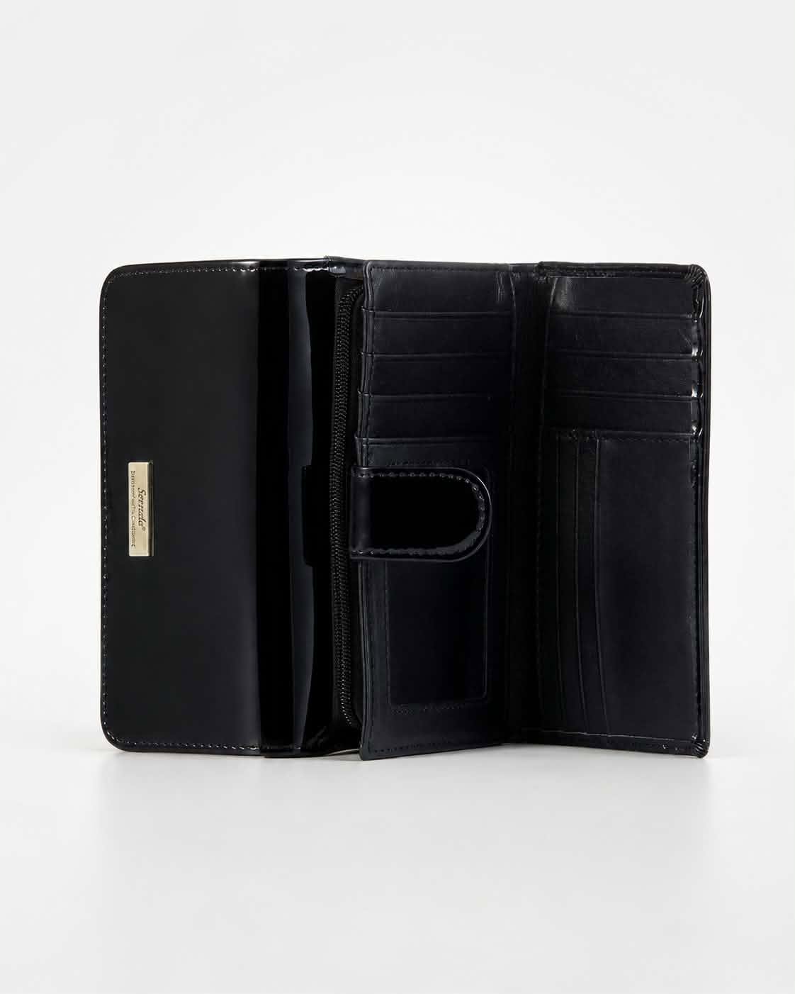 ALLURA MEDIUM PATENT LEATHER RFID WALLET - Black