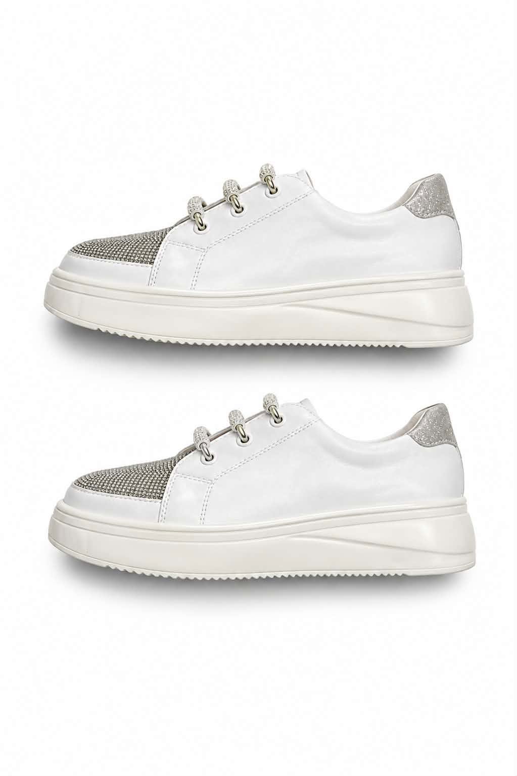 Hughes Leather Crystal Sneakers - White