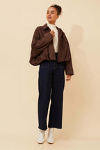 LEXLEY FAUX SUEDE JACKET - Chocolate