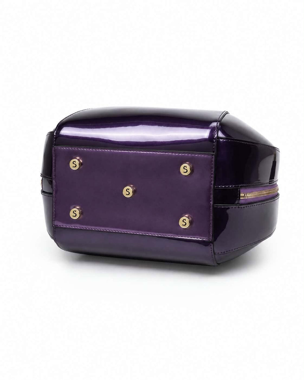 ALLURA ROUNDED MINI PATENT LEATHER HANDBAG - Royal Purple