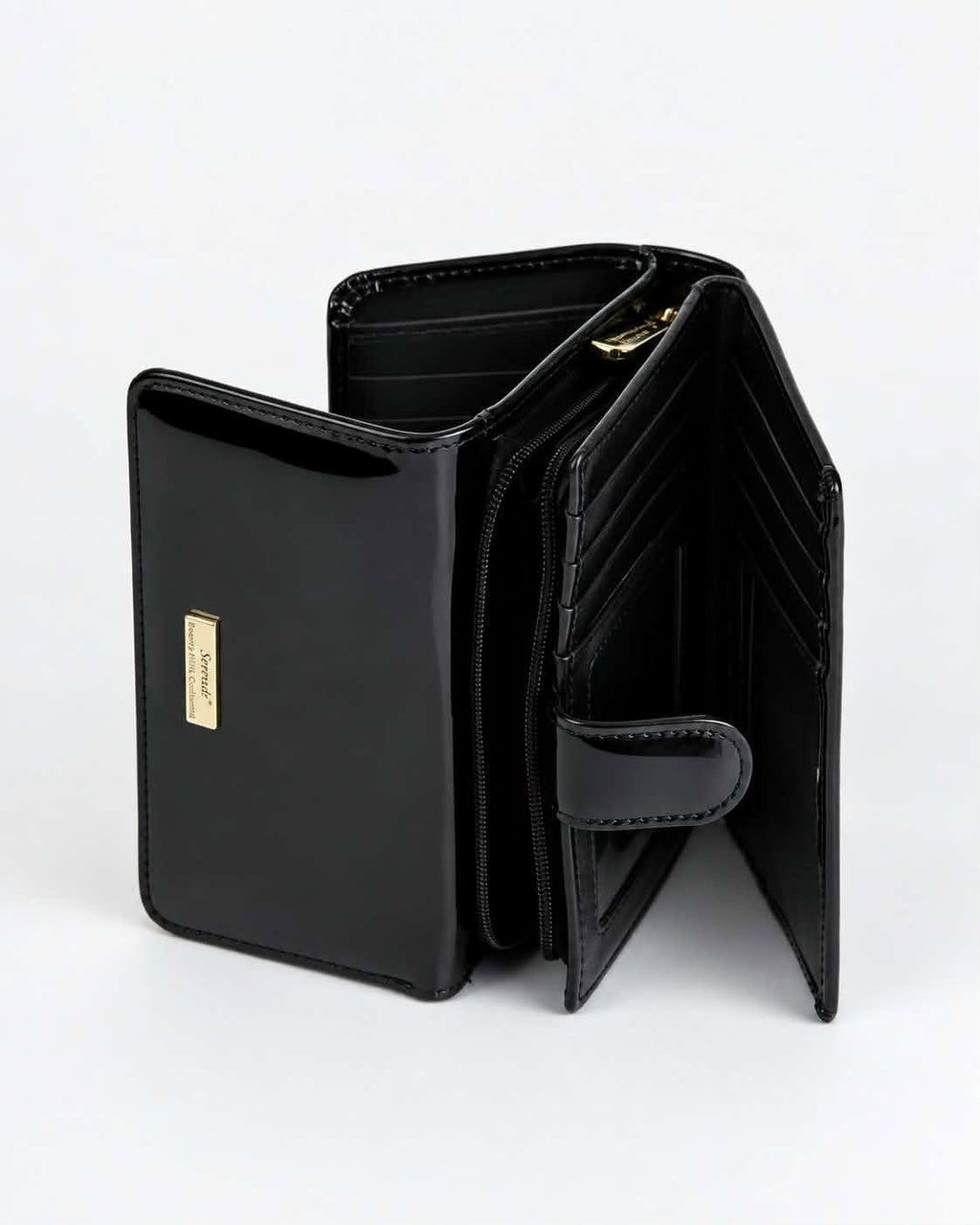 ALLURA MEDIUM PATENT LEATHER RFID WALLET - Black