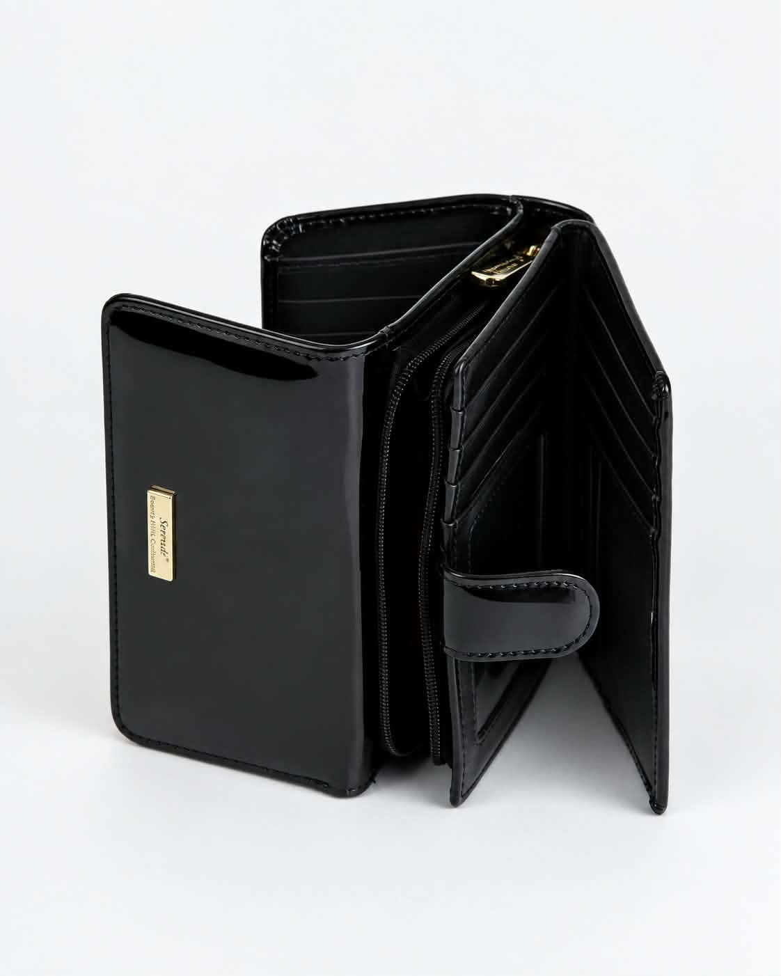 ALLURA MEDIUM PATENT LEATHER RFID WALLET - Black