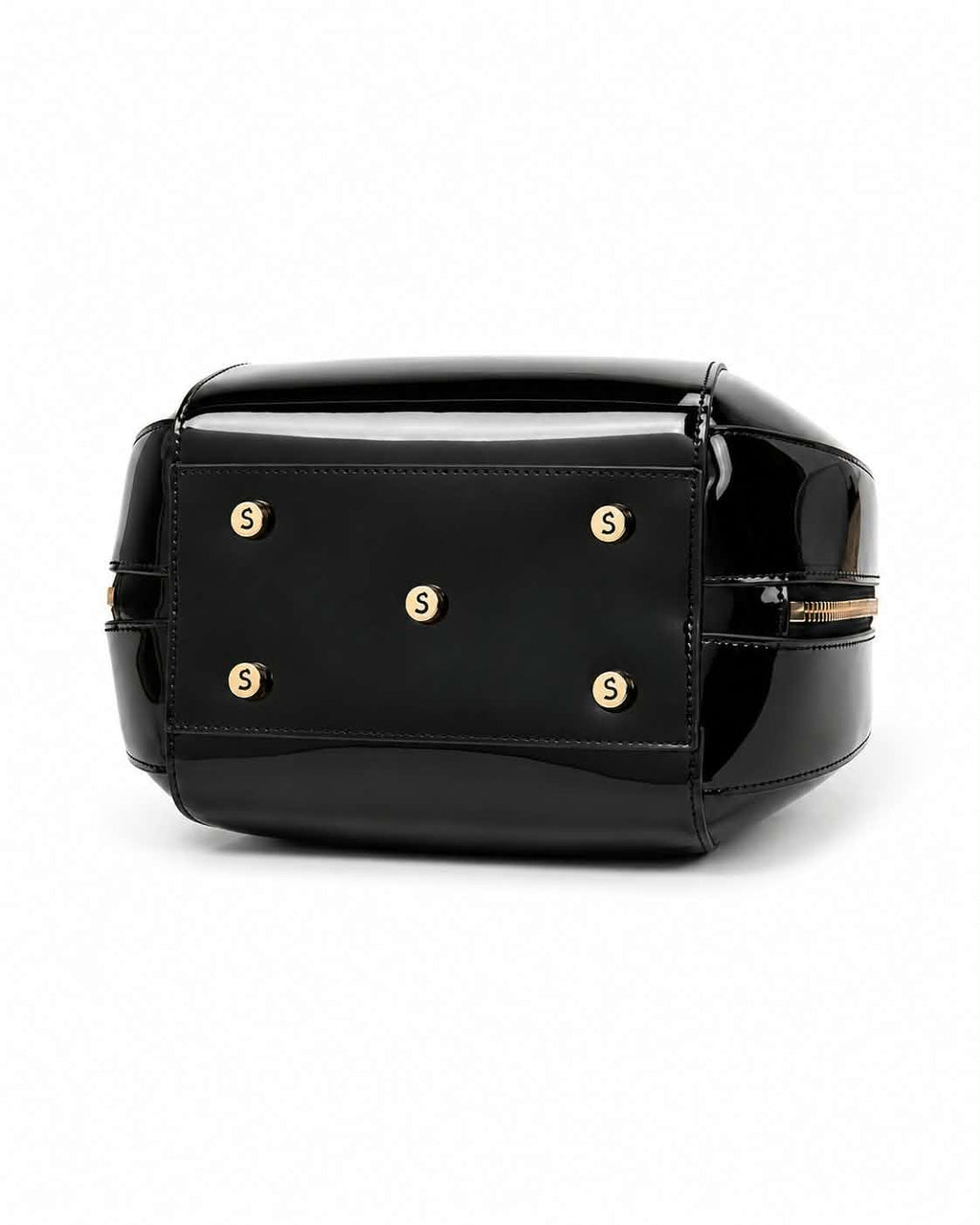 ALLURA ROUNDED MINI PATENT LEATHER HANDBAG - Black