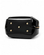 ALLURA ROUNDED MINI PATENT LEATHER HANDBAG - Black
