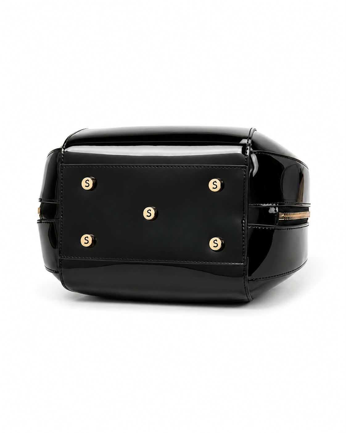 ALLURA ROUNDED MINI PATENT LEATHER HANDBAG - Black