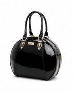 ALLURA ROUNDED MINI PATENT LEATHER HANDBAG - Black