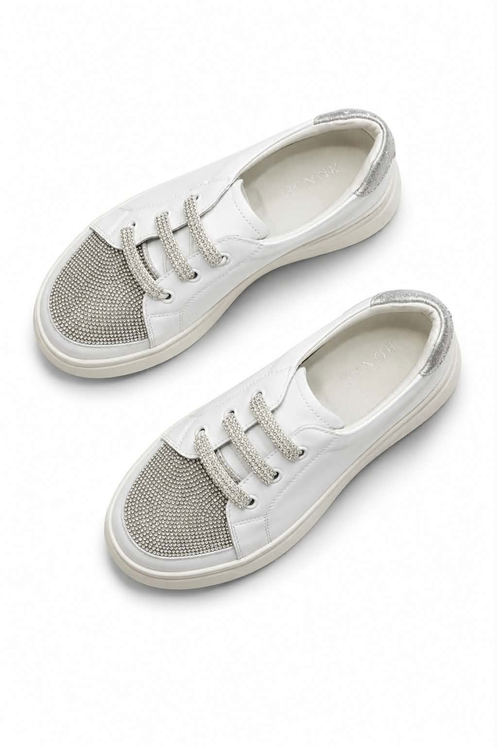 Hughes Leather Crystal Sneakers - White