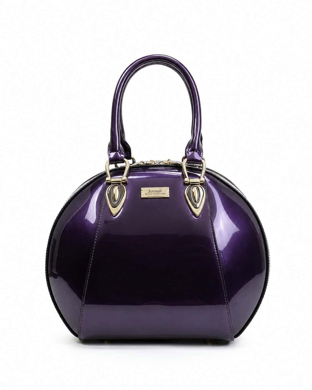 ALLURA ROUNDED MINI PATENT LEATHER HANDBAG - Royal Purple