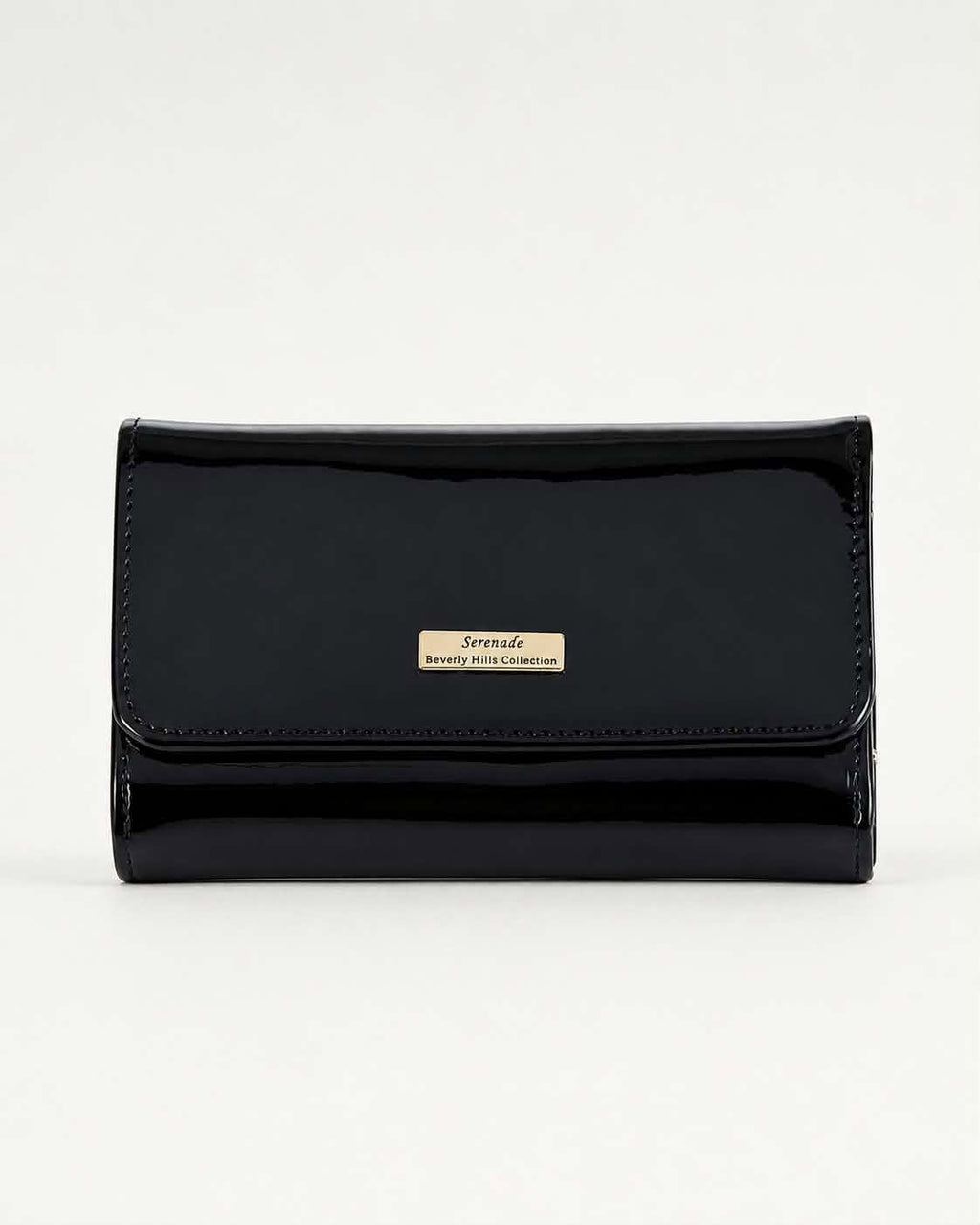 ALLURA MEDIUM PATENT LEATHER RFID WALLET - Black