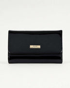 ALLURA MEDIUM PATENT LEATHER RFID WALLET - Black