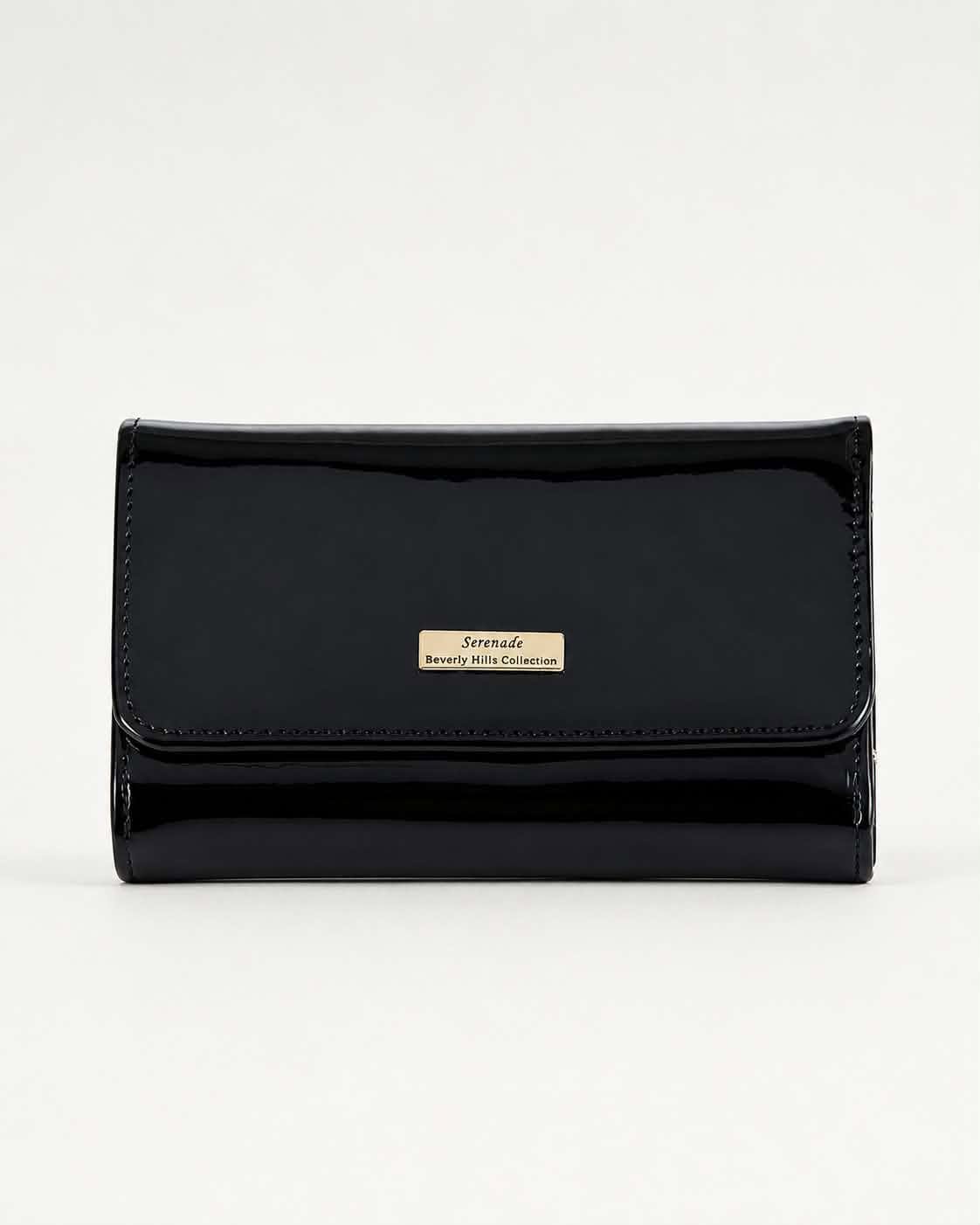 ALLURA MEDIUM PATENT LEATHER RFID WALLET - Black