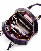ALLURA ROUNDED MINI PATENT LEATHER HANDBAG - Royal Purple