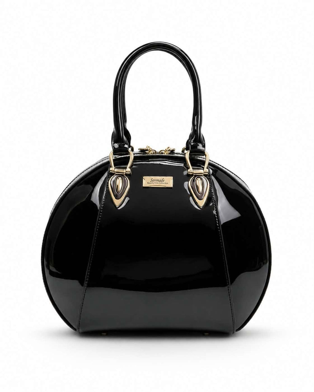 ALLURA ROUNDED MINI PATENT LEATHER HANDBAG - Black