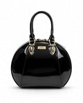 ALLURA ROUNDED MINI PATENT LEATHER HANDBAG - Black