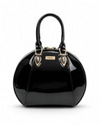 ALLURA ROUNDED MINI PATENT LEATHER HANDBAG - Black