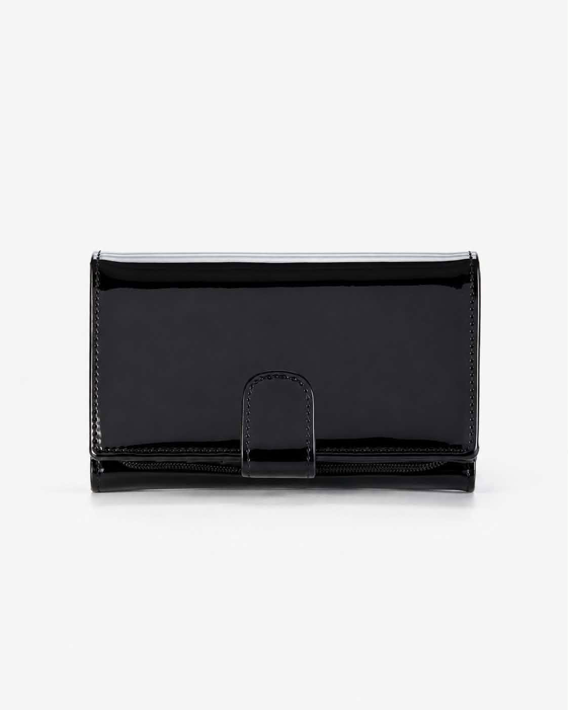 ALLURA MEDIUM PATENT LEATHER RFID WALLET - Black