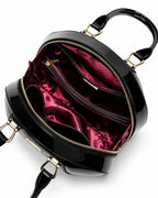 ALLURA ROUNDED MINI PATENT LEATHER HANDBAG - Black