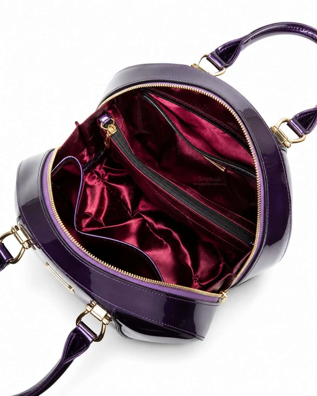 ALLURA ROUNDED MINI PATENT LEATHER HANDBAG - Royal Purple