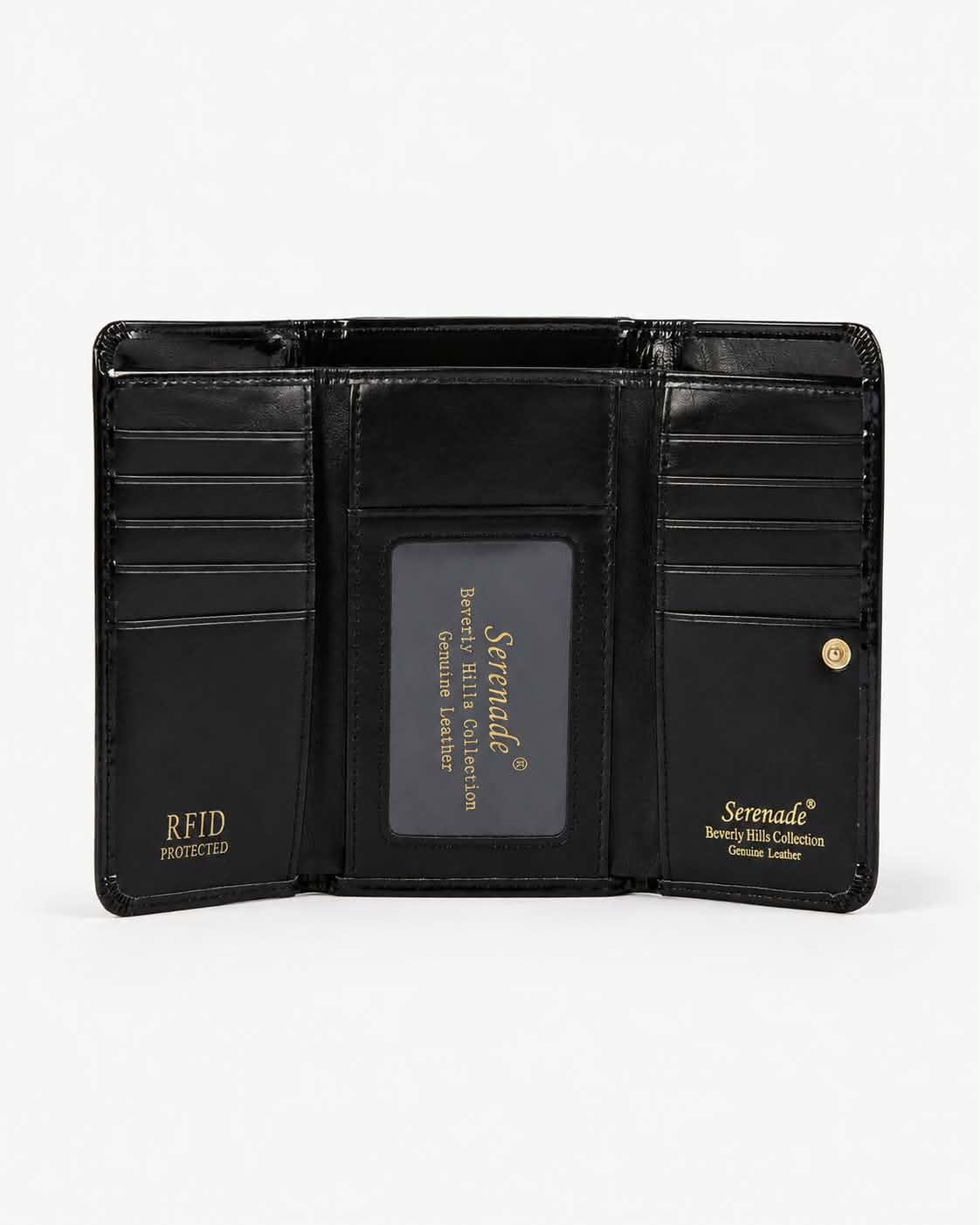 ALLURA MEDIUM PATENT LEATHER RFID WALLET - Black