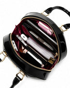 ALLURA ROUNDED MINI PATENT LEATHER HANDBAG - Black
