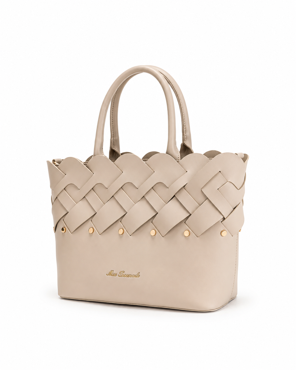 CATALINA VEGAN WOVEN PANEL GRIP BAG