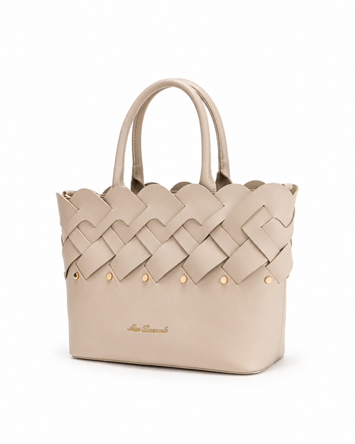 CATALINA VEGAN WOVEN PANEL GRIP BAG