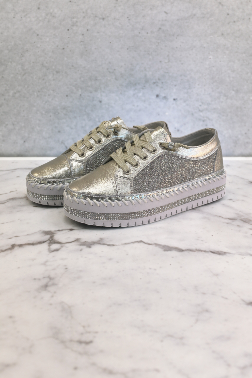 Luxe Crystal Platform Sneakers