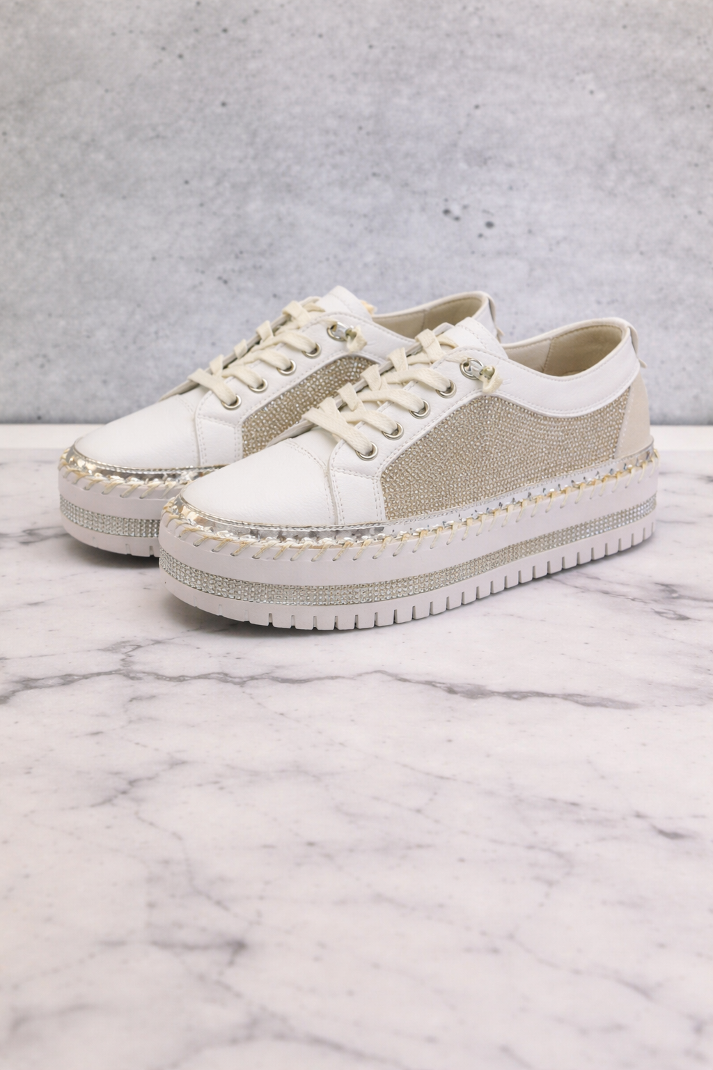 Luxe Crystal Platform Sneakers