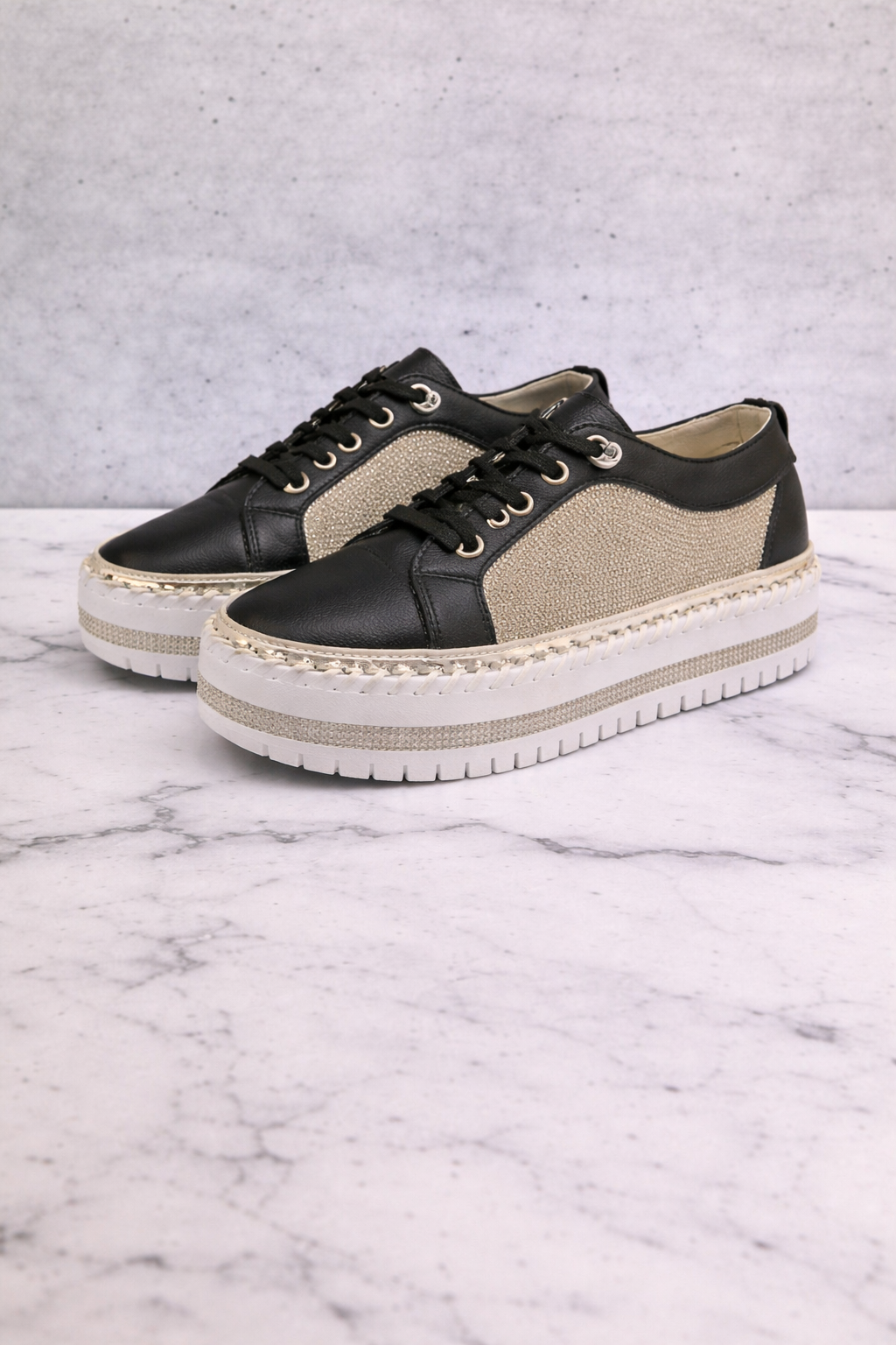 Luxe Crystal Platform Sneakers