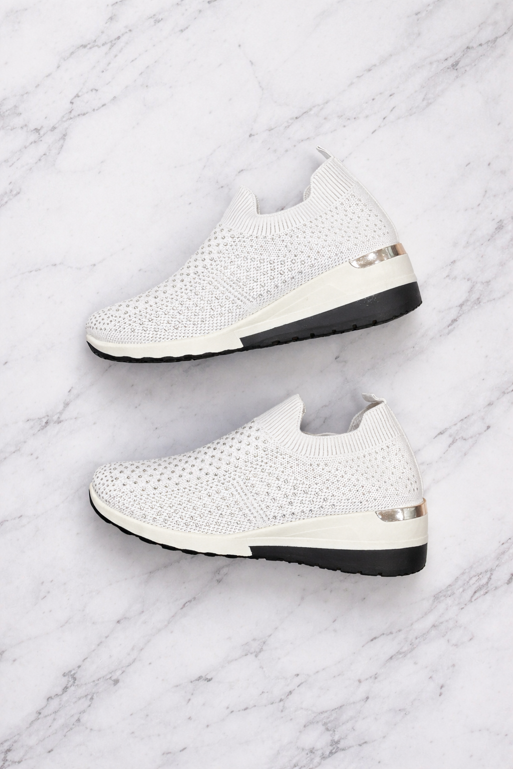 Comfort Luxe Crystal Knit Slip-On Sneakers